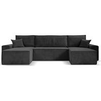 SEDACÍ SOUPRAVA Hektor U s funkcí spaní, tmavě šedá - černá/tmavě šedá, textil/plast (377/94/152cm) - Beautysofa