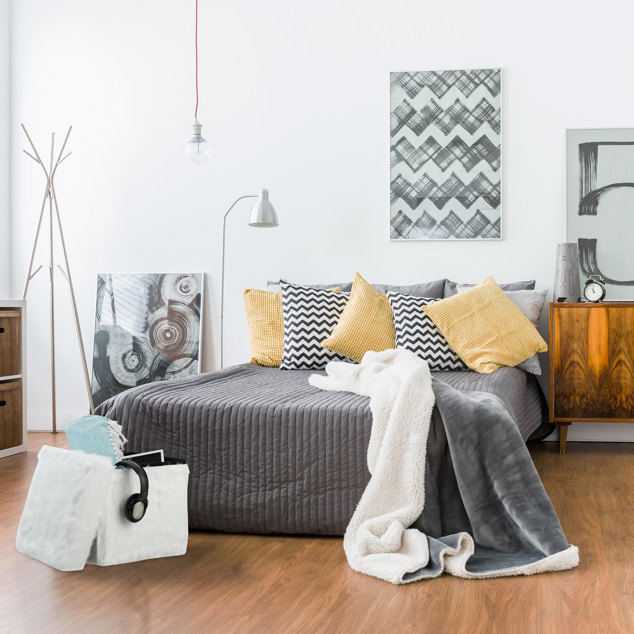 SITZWÜRFEL - Weiß, Holzwerkstoff/Kunststoff (38/39/38cm) - Relaxdays