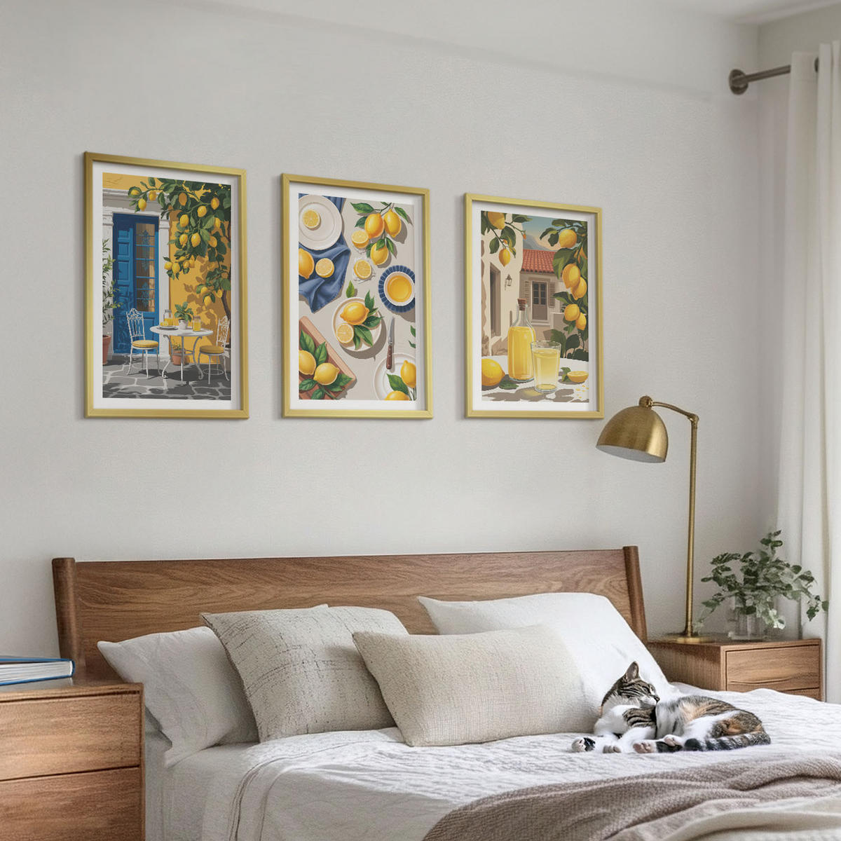 BILDER SET 3er Set - 40x60 cm Goldrahmen - Zitronengarten mit Getränken - Goldfarben, Kunststoff (40/60cm) - TULUP