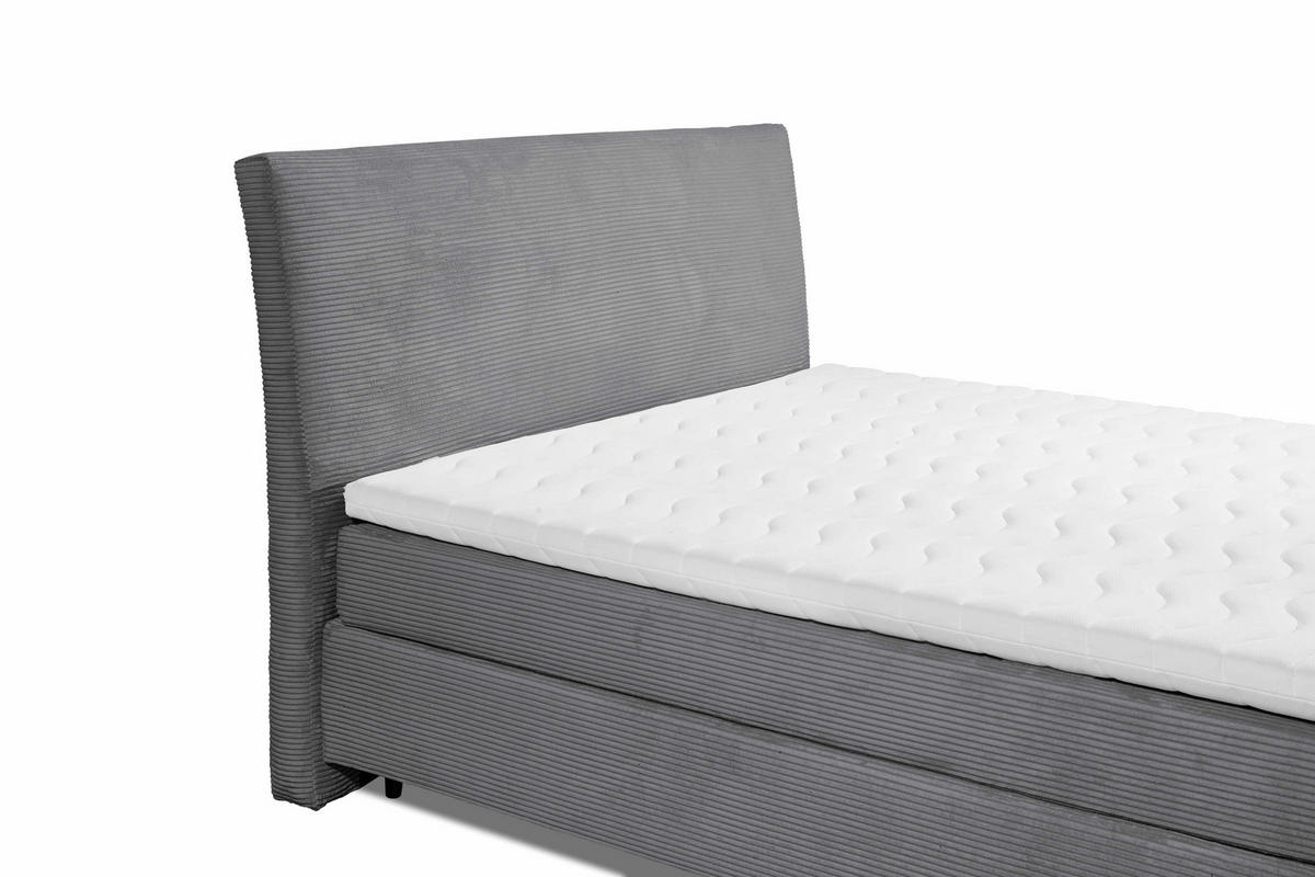 BOXSPRINGBETT 180x200, 7‑Zonen-Tonnentaschenfederkern & H30-Topper, Cordbezug - Beige/Creme, Kunststoff/Textil (180/200cm) - ed exciting design