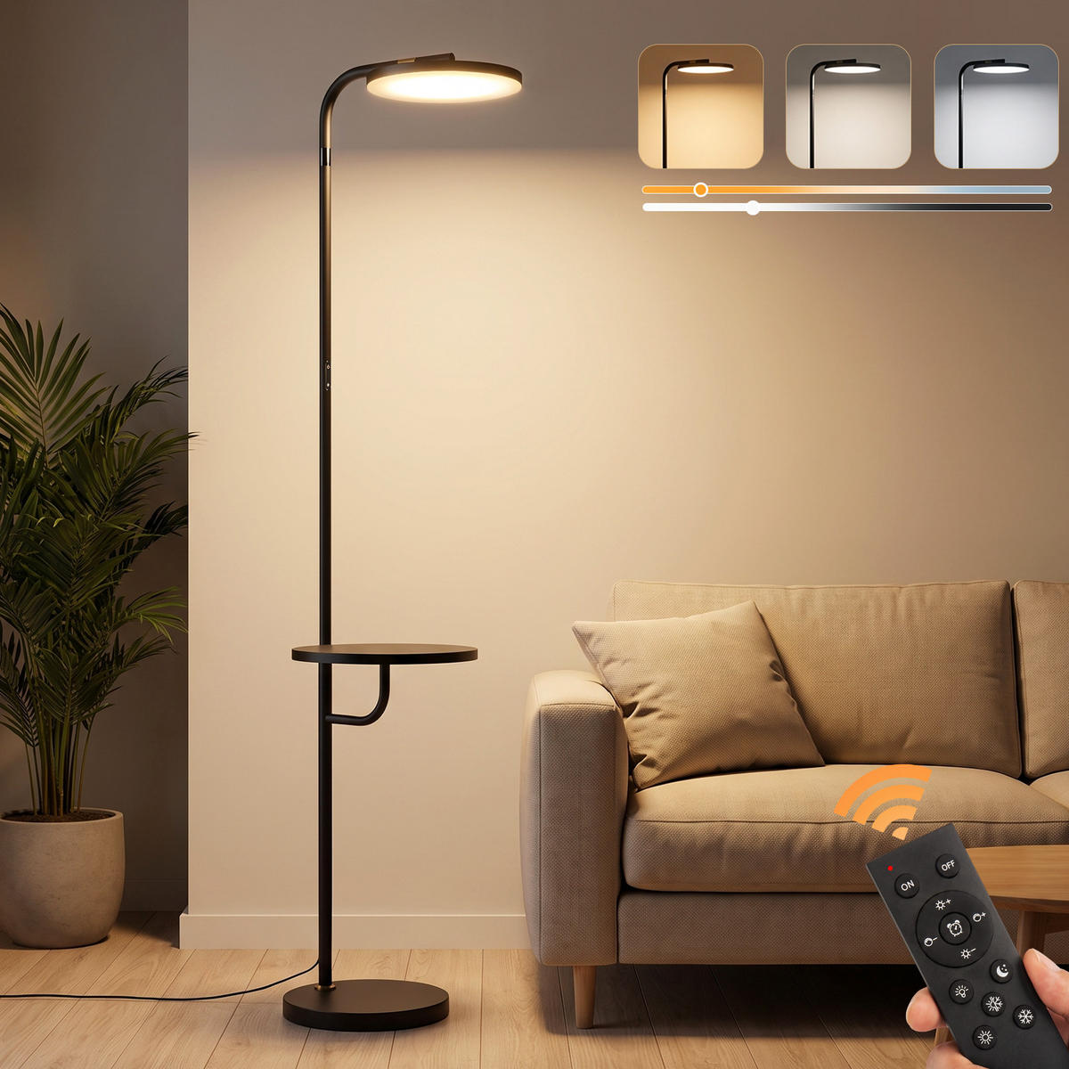 LED STEHLAMPE Evvin 34/28/174 cm - Schwarz, Kunststoff/Metall (34/28/174cm) - ZMH
