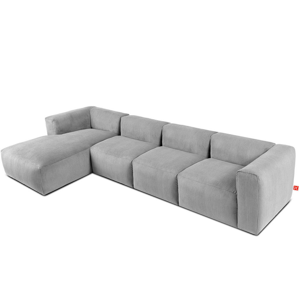 Thumbnail - Konsimo® Eckmodulsofa-Links, Hellgrau, Textil, Eckteil,Freiform, 377x180 cm, Wohnzimmer, Sofas & Couches, Wohnlandschaft...