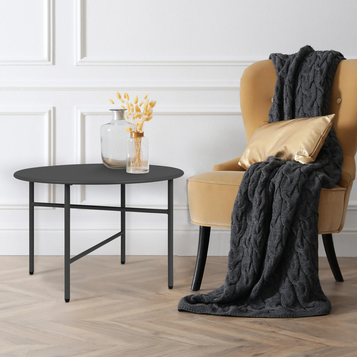 BEISTELLTISCH Finn Ø 53/36 cm Schwarz - Schwarz, Metall (53/53/36cm) - BoMoe