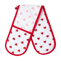 DOPPEL-OFENHANDSCHUH Herzen 18/84 cm, Baumwolle wattiert - Rot, Textil (18/84cm) - Homescapes