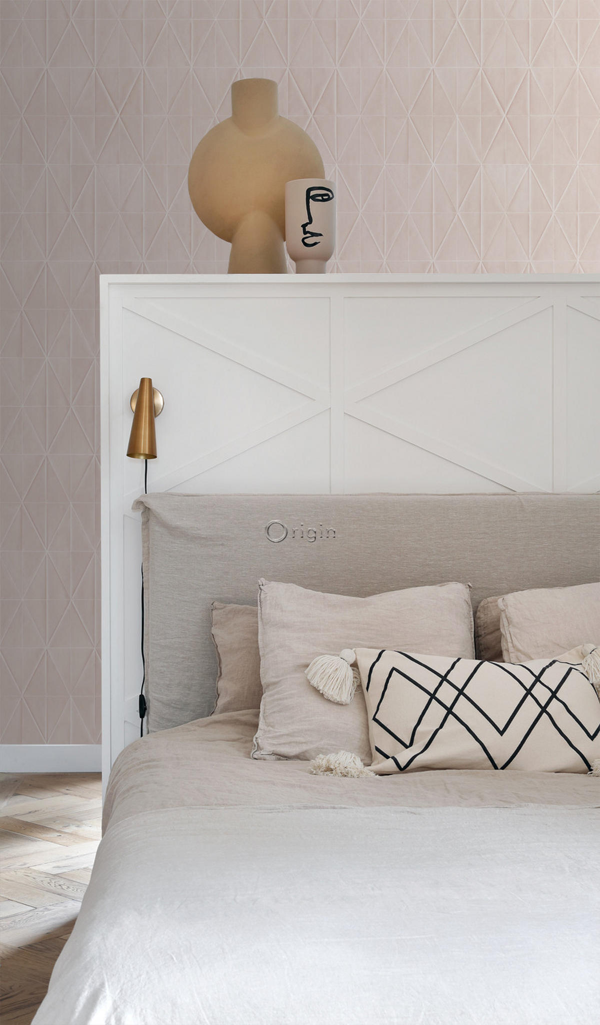 TAPETE Origami-Muster 53 cm x 10.05 m - Pink, Papier (53/1000cm) - Origin Wallcoverings