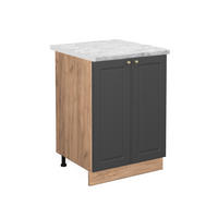 KÜCHENUNTERSCHRANK Fame-Line Anthrazit-Gold 60 cm , AP Marmor - Eichefarben/Anthrazit, Holzwerkstoff (60/82/60cm) - Vicco