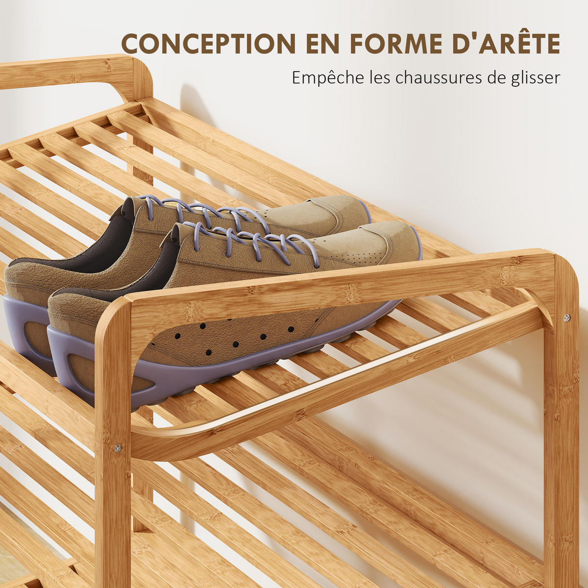 SCHUHREGAL DE-15533 76/33/50 cm, 3-stufig Natur - Naturfarben, Naturmaterialien (76/50.8/33cm) - ComfortXL