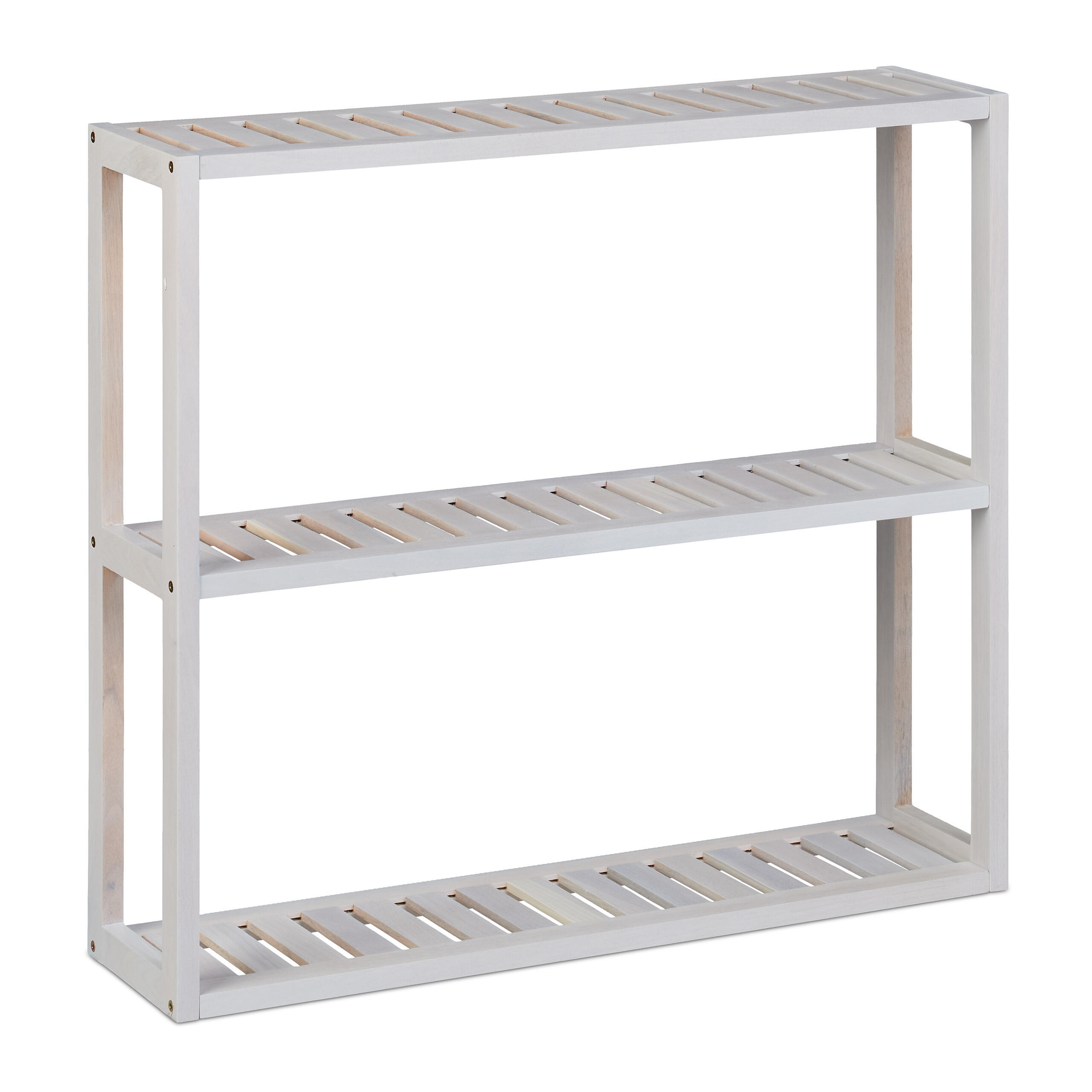 NÁSTĚNNÉ regály - bílá, dřevo (60/54/15cm) - Relaxdays