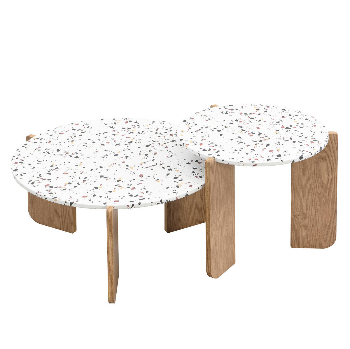 SADA konferenčních stolků 70/70/35 cm přírodní a bílá z MDF v zasouvacím provedení - bílá, kompozitní dřevo (70/70/35cm) - OKWISH