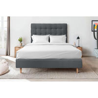 KOPFTEIL gepolstert - Gesteppt – anthrazitgrauer Samtstoff - 140 cm - Anthrazit/Beige, Karton/Holz (140/120/10cm) - Sommeil de Plomb