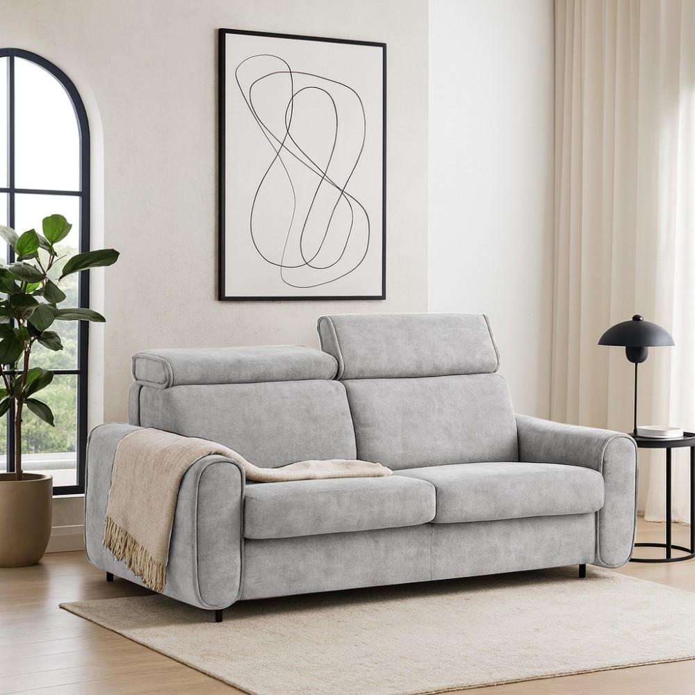 SCHLAFSOFA Pavarti mit italienischem Gestell, 140x195, Hellgrau - Hellgrau/Schwarz, Holzwerkstoff/Textil (194/88/100cm) - Beautysofa
