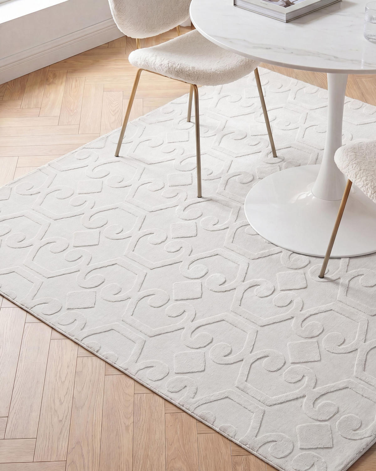 KOBEREC Krémově bílý 160/160 cm Gannett - bílá/krémová, textil (160/160cm) - Beliani