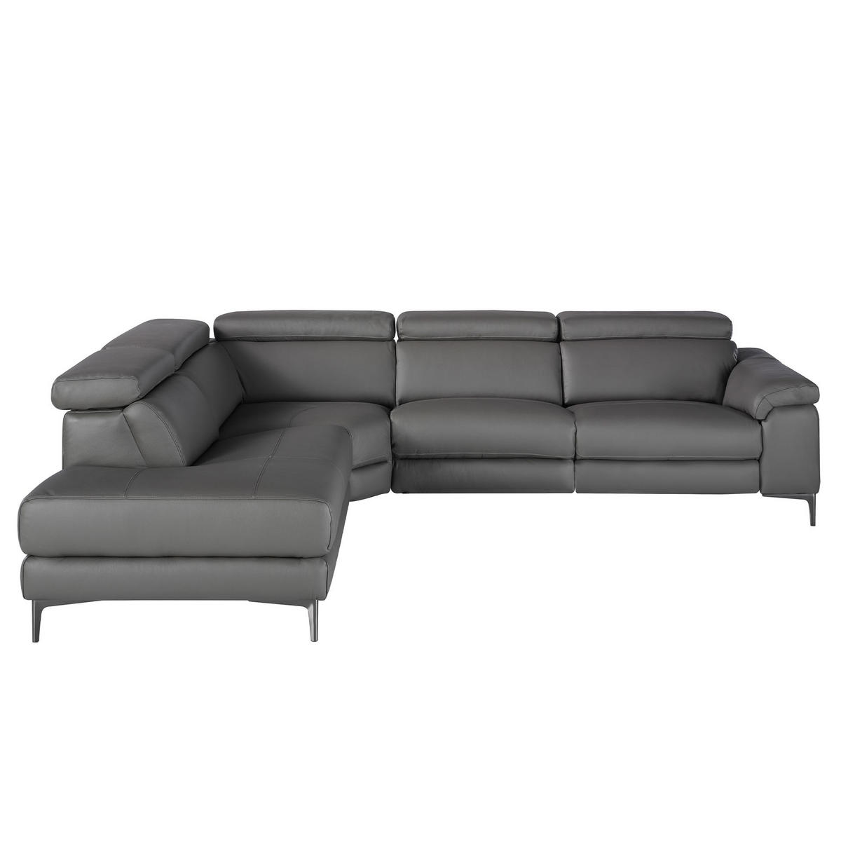 ECKSOFA Linke Chaiselongue Relaxsofa in dunkelgrauem Leder 295/232/97 cm - Dunkelgrau/Schwarz, Leder (295/232cm) - ANGEL CERDA