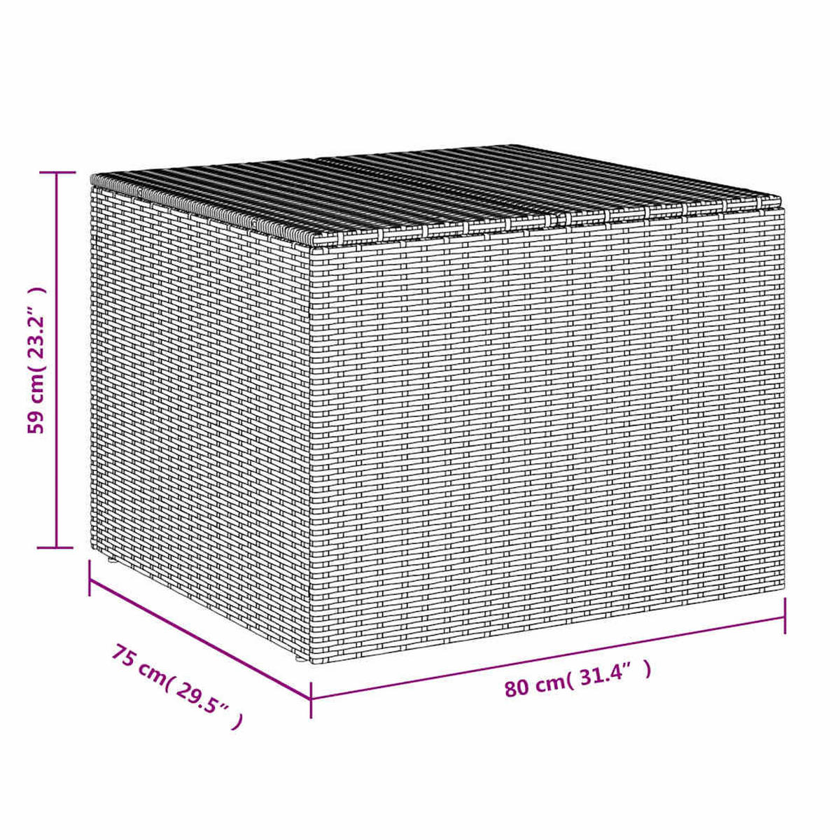 GARTENTRUHE Schwarz 291L Poly Rattan - Schwarz, Kunststoff (75/59/80cm) - vidaXL