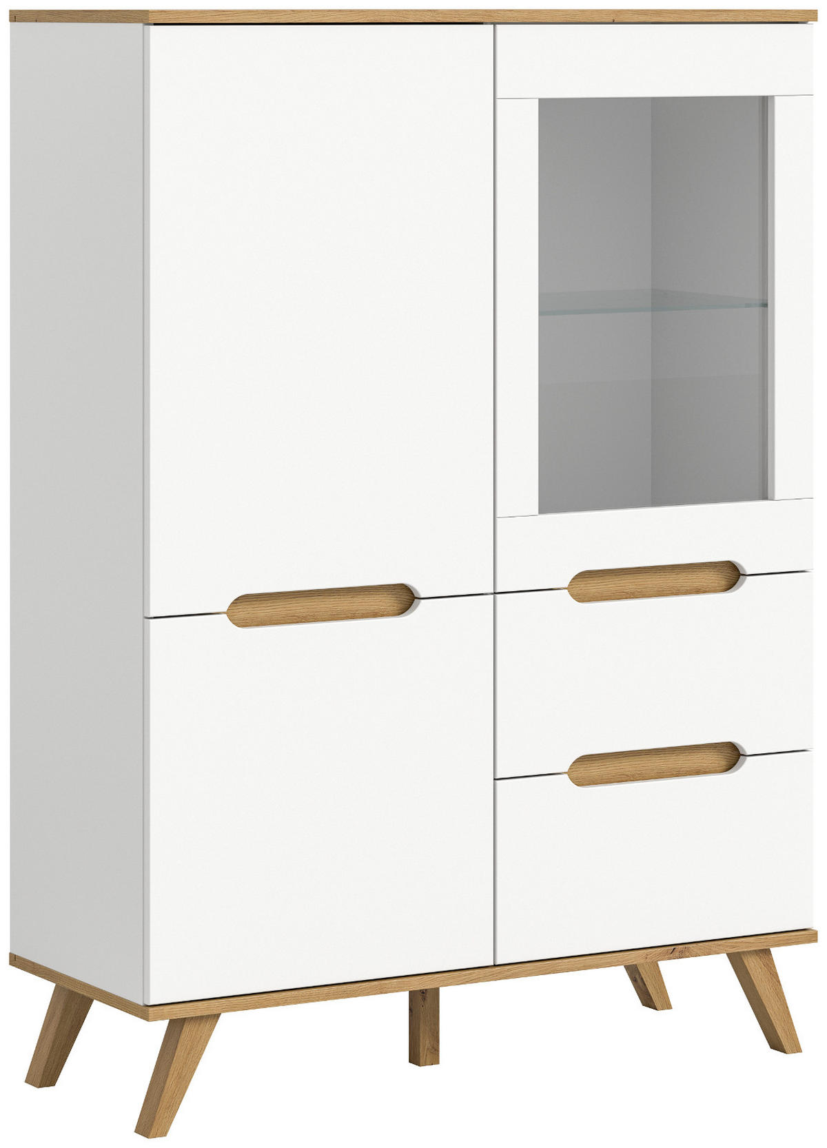 HIGHBOARD weiß, Eiche 100 x 140 cm, Anrichte mit Soft-Close - Eichefarben/Weiß, Holzwerkstoff/Metall (100/140/40cm) - Inn.Furn