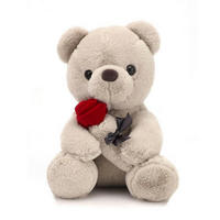 PLÜSCH-TEDDYBÄR mit Rose 23 cm Braun - Braun, Textil (5/10cm)