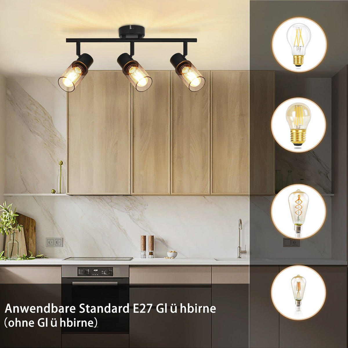 DECKENLEUCHTE Absicht 3-flammig 48/16/21 cm - Schwarz, Metall (48/16/21cm) - ZMH