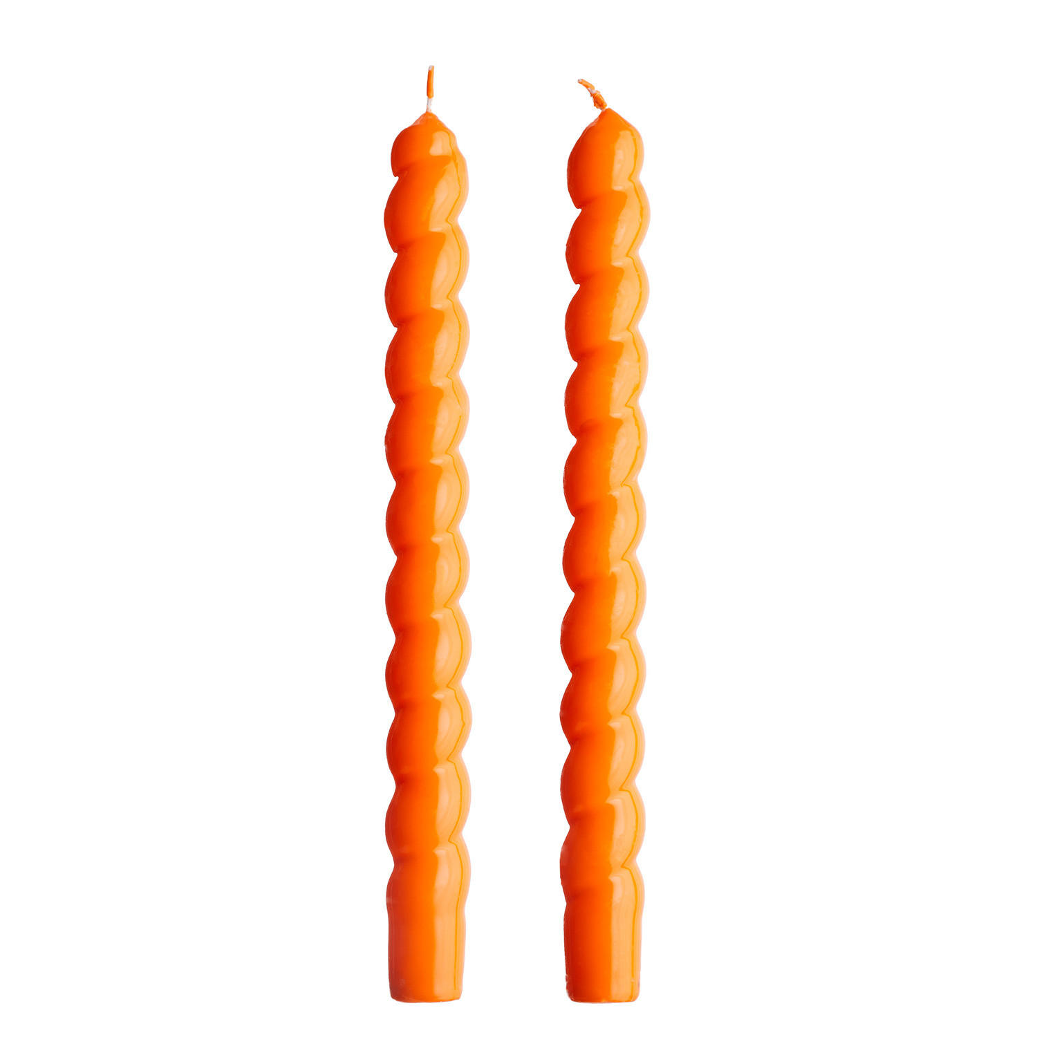 STABKERZEN (2er Set) Twisted lackiert - Orange, Naturmaterialen/Paraffin (2/25/2cm) - Butlers