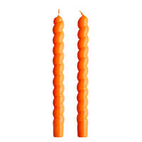 STABKERZEN (2er Set) Twisted lackiert - Orange, Naturmaterialen/Paraffin (2/25/2cm) - Butlers