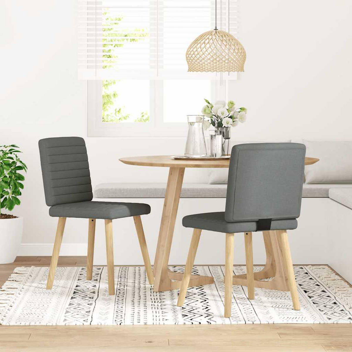 ESSZIMMERSTÜHLE 2 Stk. Dunkelgrau Stoff 45*54*86cm - Dunkelgrau, Metall (45/86/54cm) - ZMH