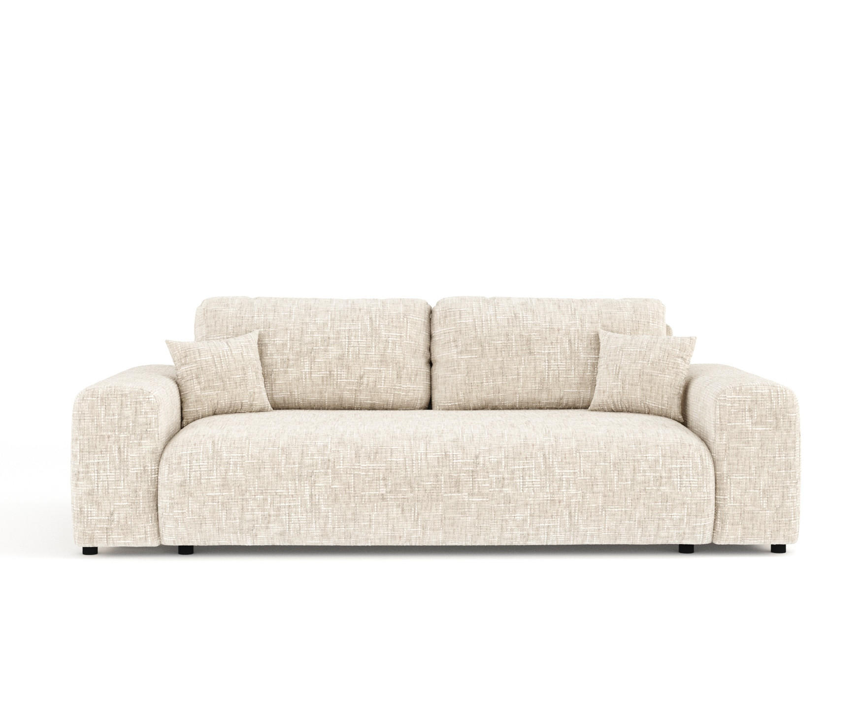 3-SITZER-SOFA Zanzibar Creme Webstoff - Creme/Schwarz, Holz/Holzwerkstoff (213/79/108cm) - Maison de Reve