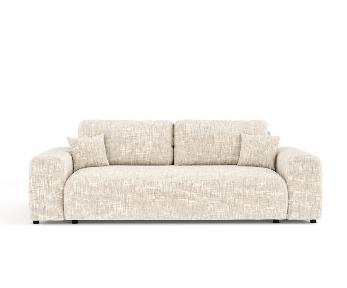 3-SITZER-SOFA Zanzibar Creme Webstoff - Creme/Schwarz, Holz/Holzwerkstoff (213/79/108cm) - Maison de Reve