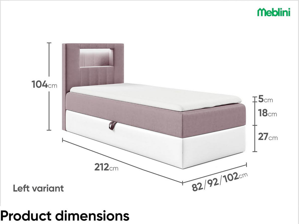 KINDERBETT GARETH 1 - Lila/Weiß, Holzwerkstoff (82/212cm) - Meblini