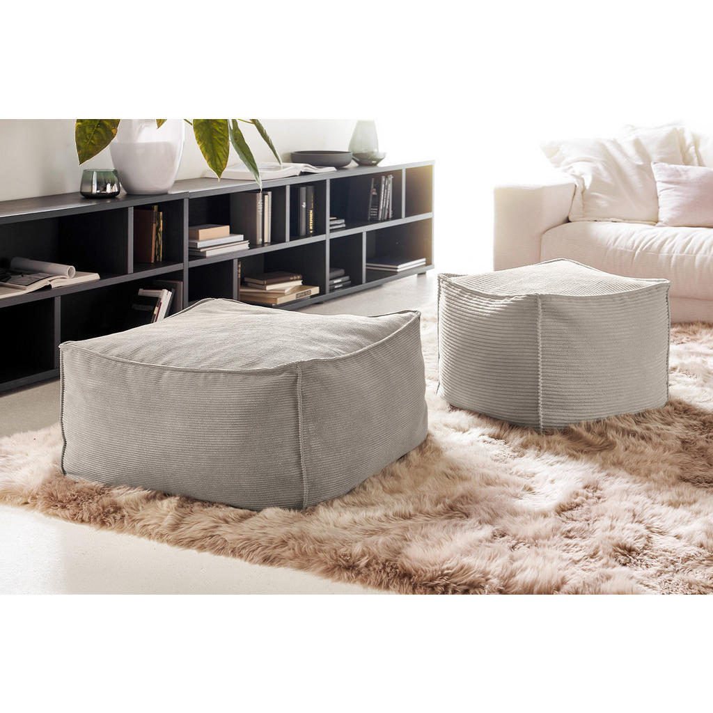 Thumbnail - Kawola Hocker, Greige, Textil, Rechteckig, 86x38x86 cm, Wohnzimmer, Hocker, Sitzhocker