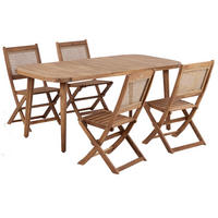 GARTENMÖBEL-SET 4-Sitzer Heller Holzfarbton Paraggi - Hellbraun, Holz - Beliani