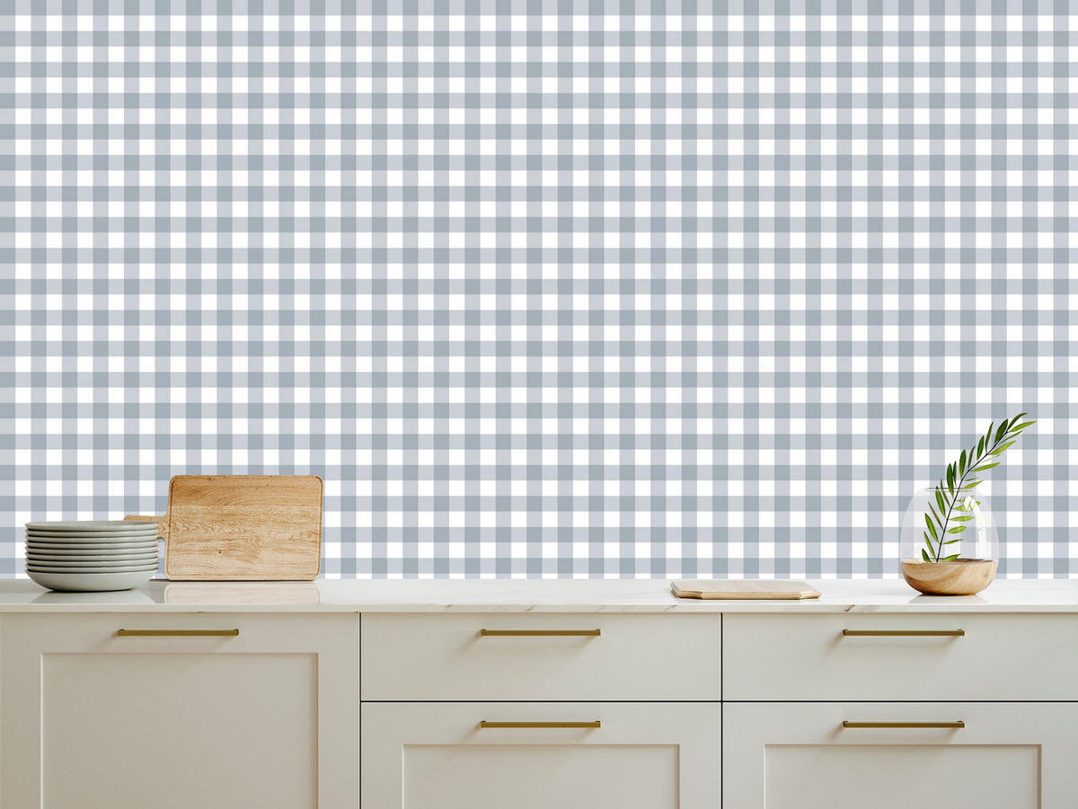 VLIESTAPETE Minimalistisches Karomuster – Grau, Weiß – 50x1000 cm - Weiß/Grau, Papier (50/1000cm) - Muralo