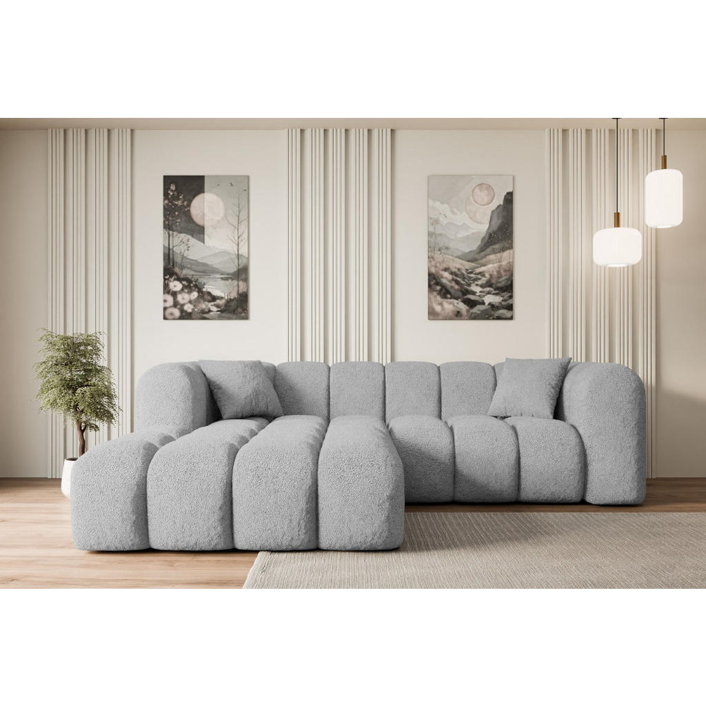Thumbnail - Altdecor Ecksofa, Hellgrau, Textil, 5-Sitzer, L-Form, Ottomane links, 242x190 cm, Wohnzimmer, Sofas & Couches, Wohnlands...