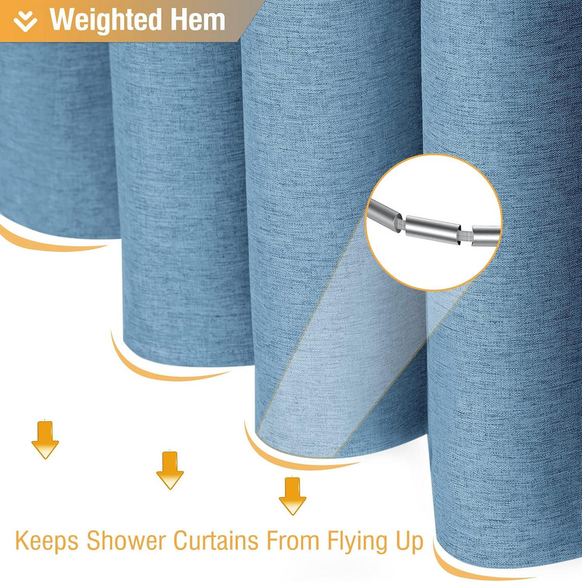 DUSCHVORHANG, Blau, Leinenoptik, 200 x 200 cm - Blau, Textil (200/200cm)