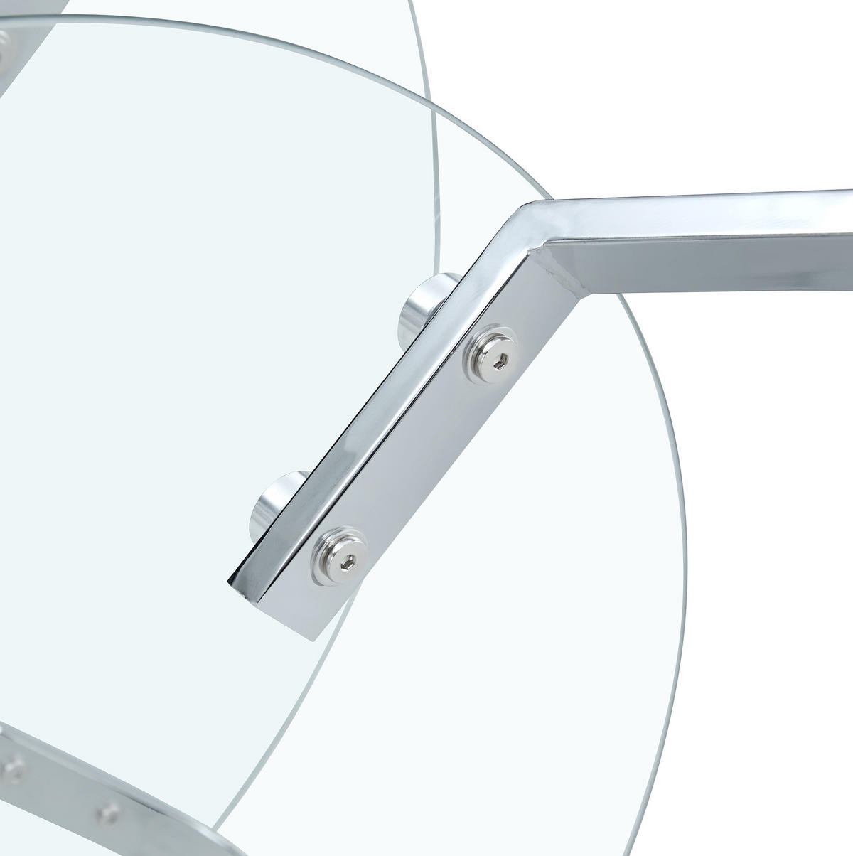 COUCHTISCH aus Metall 80x80x45 cm und Glas Silber mit 2 Ablageebenen - Silberfarben, Glas (80/80/45cm) - IVMEU