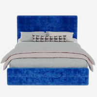 POLSTERBETT 140/200 cm mit gepolstertem Kopfteil und Steppung, Blau - Blau, Textil (140/200cm) - Redom