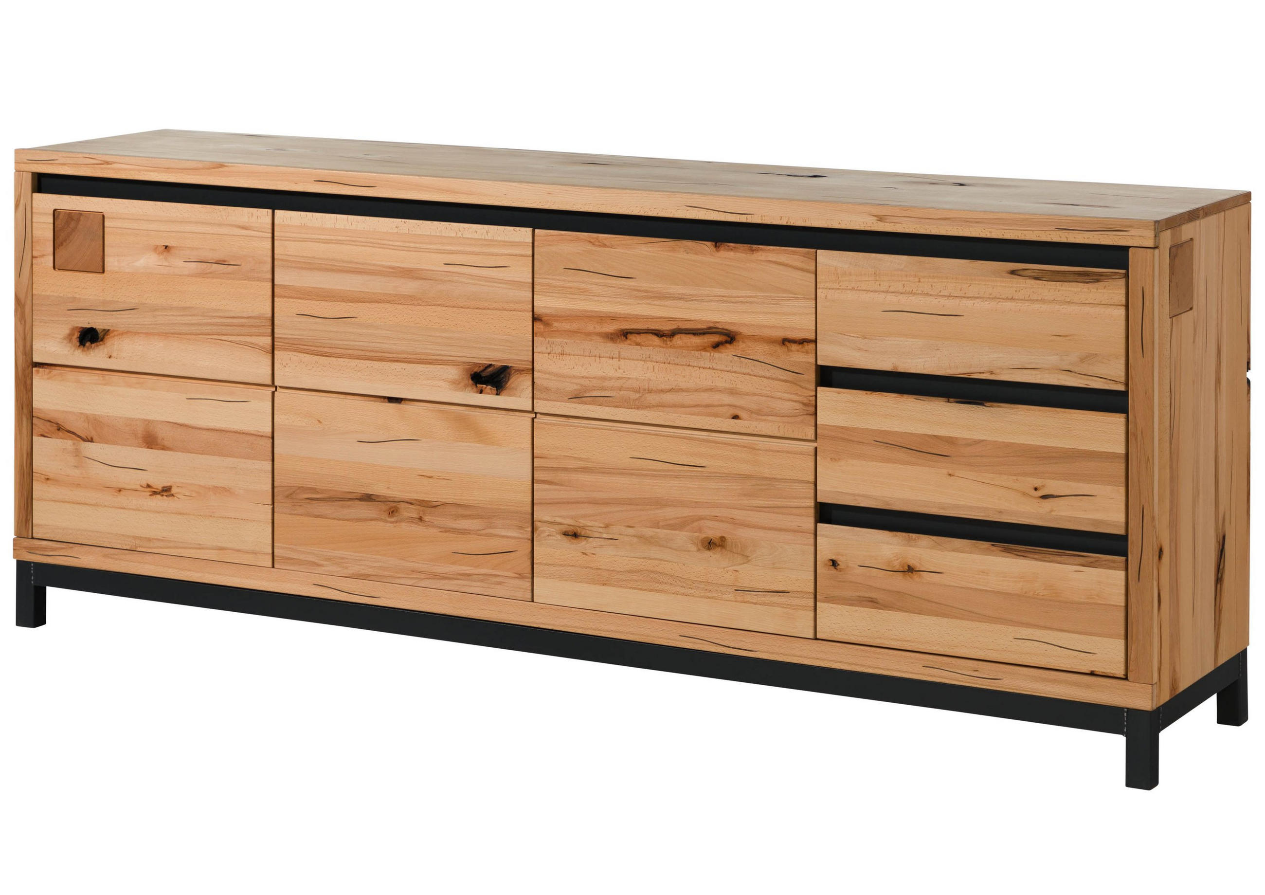 SIDEBOARD Kernbuche 210x45x85 natur geölt VILLANDERS #152 - Braun, Holz (210/85/45cm) - Massivmoebel24