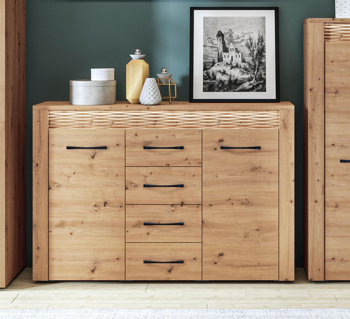 KOMMODE Artis Artisan Eiche 138 / 40 / 94cm - Eiche Artisan/Braun, Holz/Holzwerkstoff (138/94/40cm) - Feldmann-Wohnen