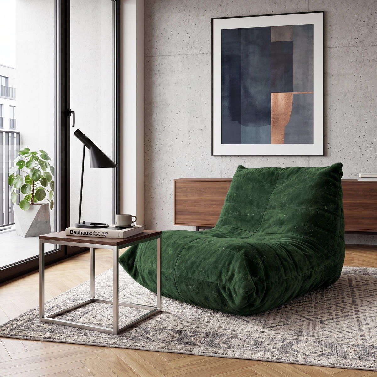 PAT ELASTIC, lemn de pin, alb, 140x200cm, cu trepte și spațiu de depozitare - verde, material textil (90/80/100cm) - Urban Meuble