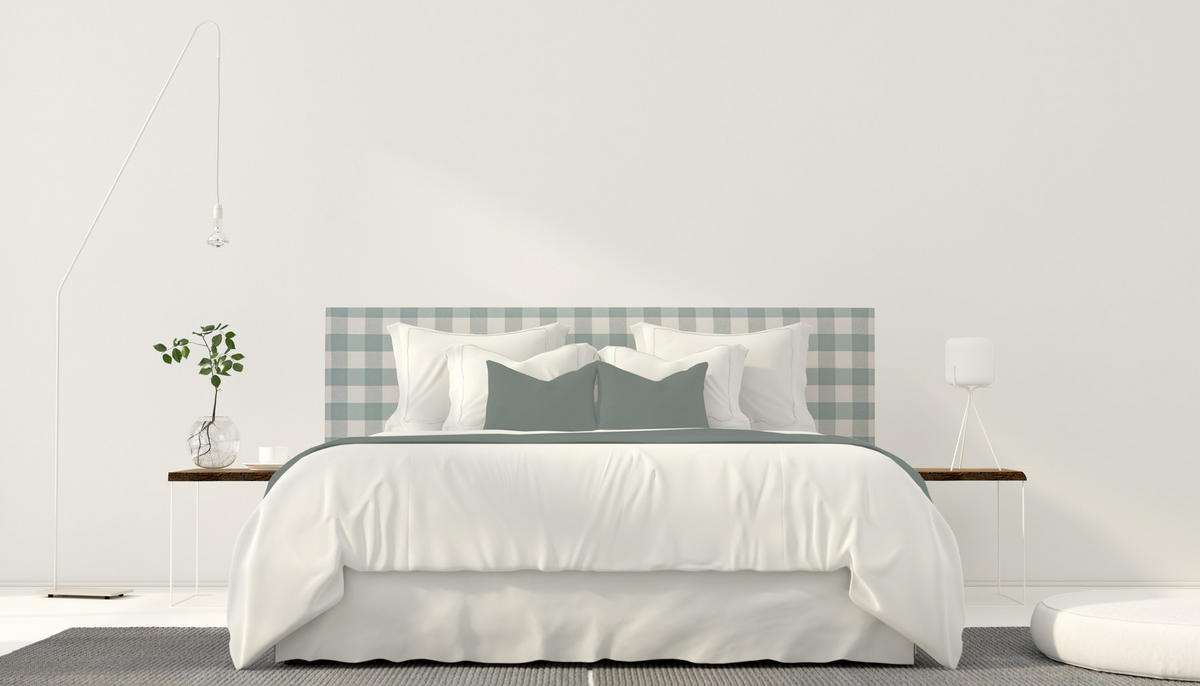 KOPFTEIL Gepolstertes Vichy-Stoff Turkis 145/52/3 cm LAREDO - Türkis, Textil (145/52/3cm) - RNT By Really Nice Things