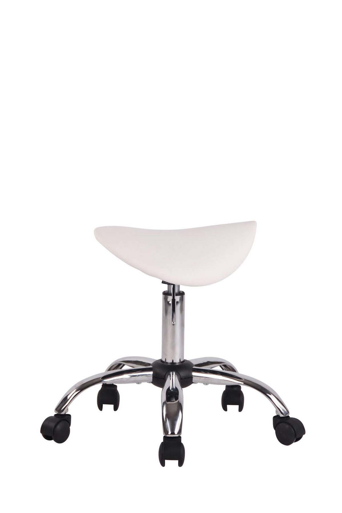 HOCKER Lederlook weiß - Chromfarben/Weiß, Textil/Metall (54/46/54cm) - CLP