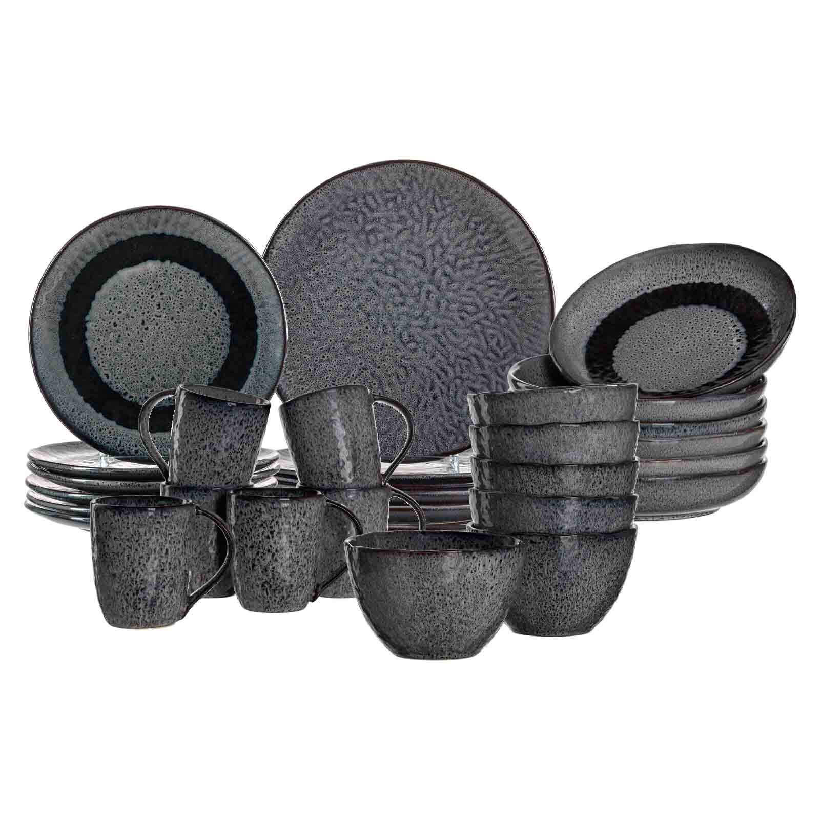 TAFELSERVICE Matera Anthrazit 30er Set - Anthrazit, Keramik (1/1/1cm) - Leonardo Living