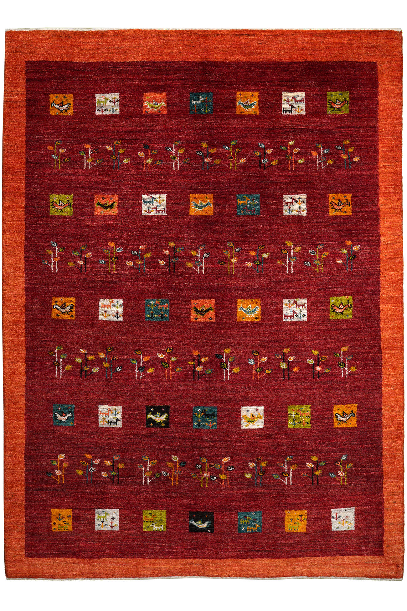 TEPPICH Rizbaf Rot 201/146 cm Schurwolle - Rot, Textil (146/201cm) - Looma