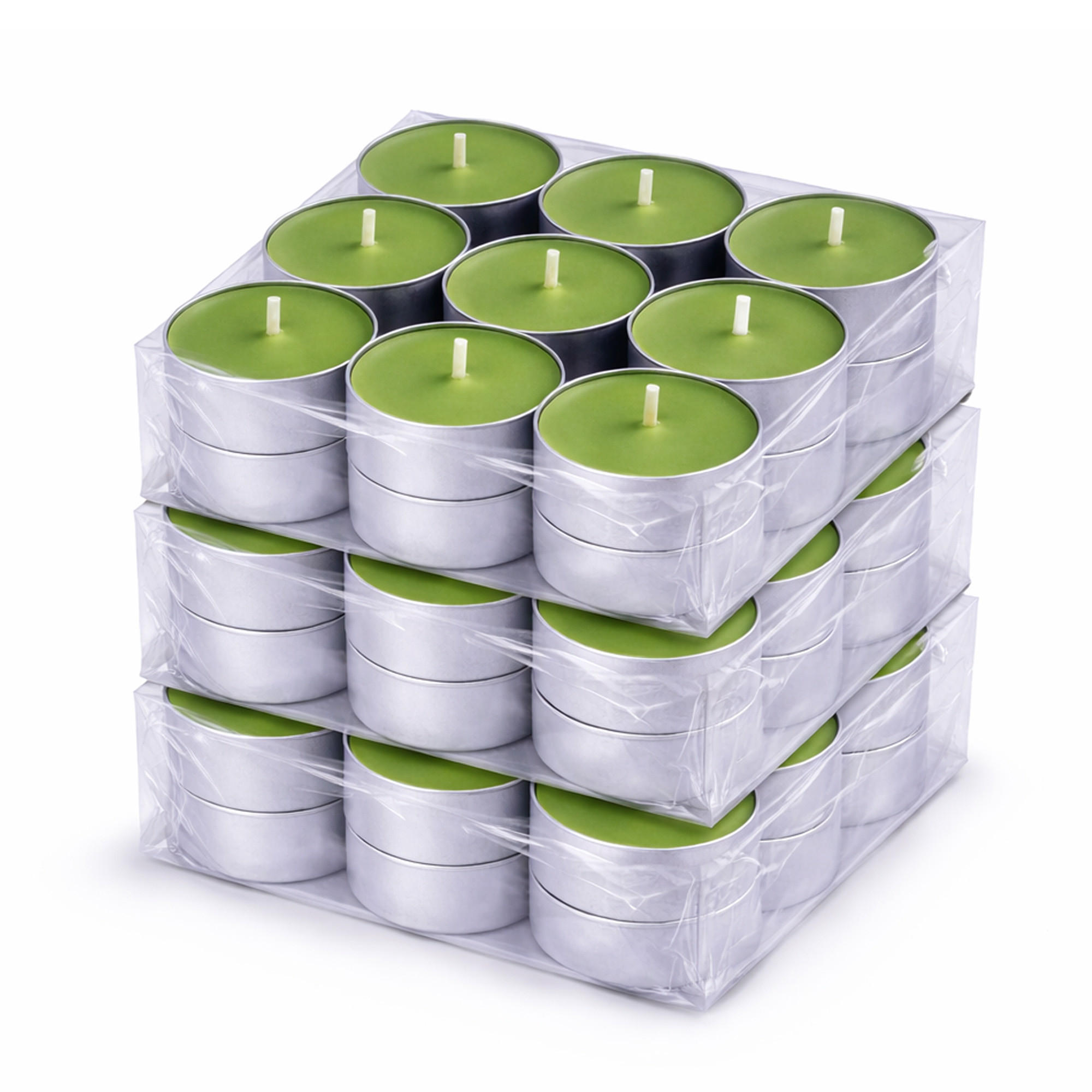 TEELICHT mit Duft - Apfel - 54er Pack - Grün, Naturmaterialien (4/1.5/4cm) - HS Candle