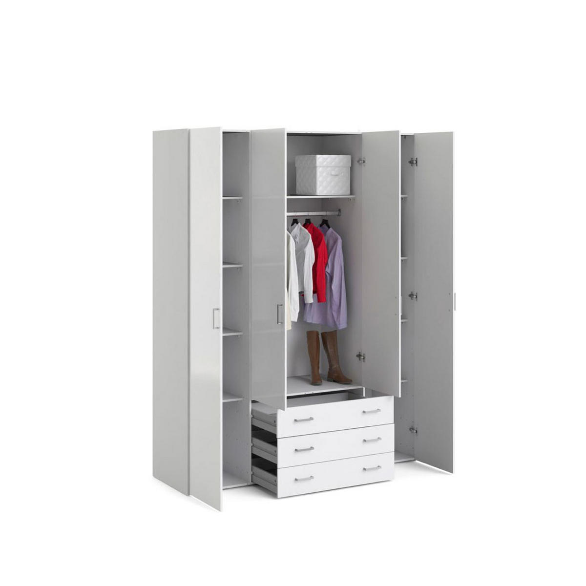 GARDEROBENSCHRANK weiß - Weiß, Holzwerkstoff (154/200/50cm) - ebuy24