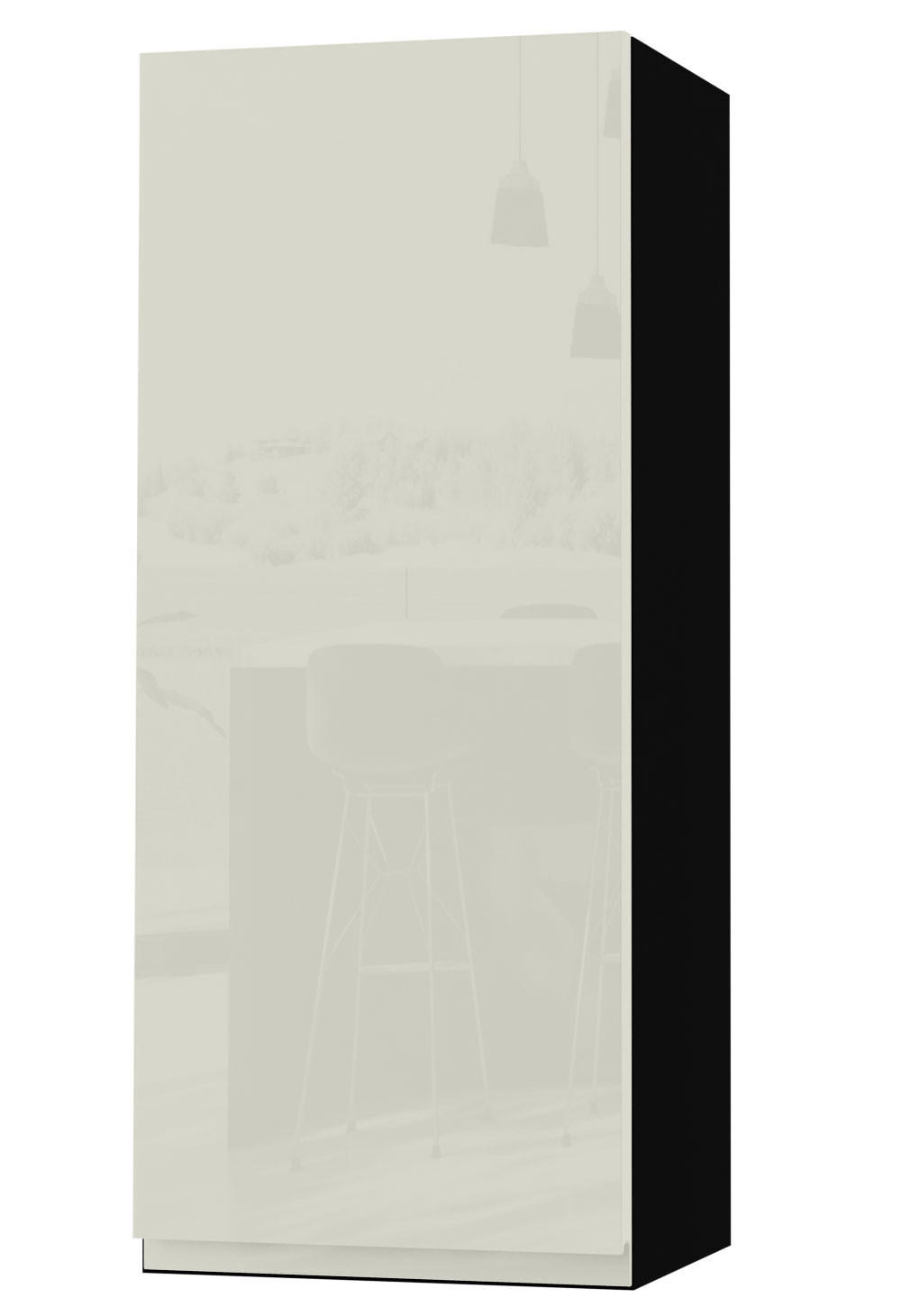 HÄNGESCHRANK Florence W4/40 Schwarz / RAL 1013 perlweiß HG 40 / 32,5 / 96cm - Türanschlag links - Weiß Hochglanz/Schwarz, Holz/Holzwerkstoff (40/96/32.5cm) - Feldmann-Wohnen