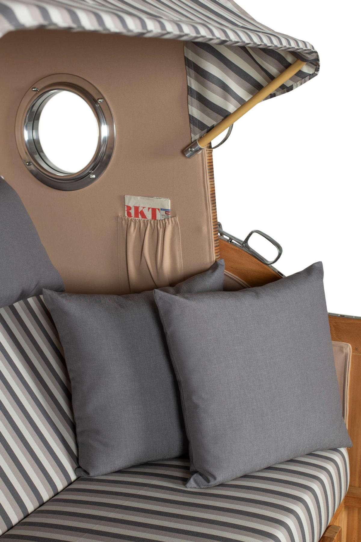 STRANDKORB XXL Düne Grande Teak Banana - Braun/Grau, Metall (142/170/95cm) - Mr. Deko