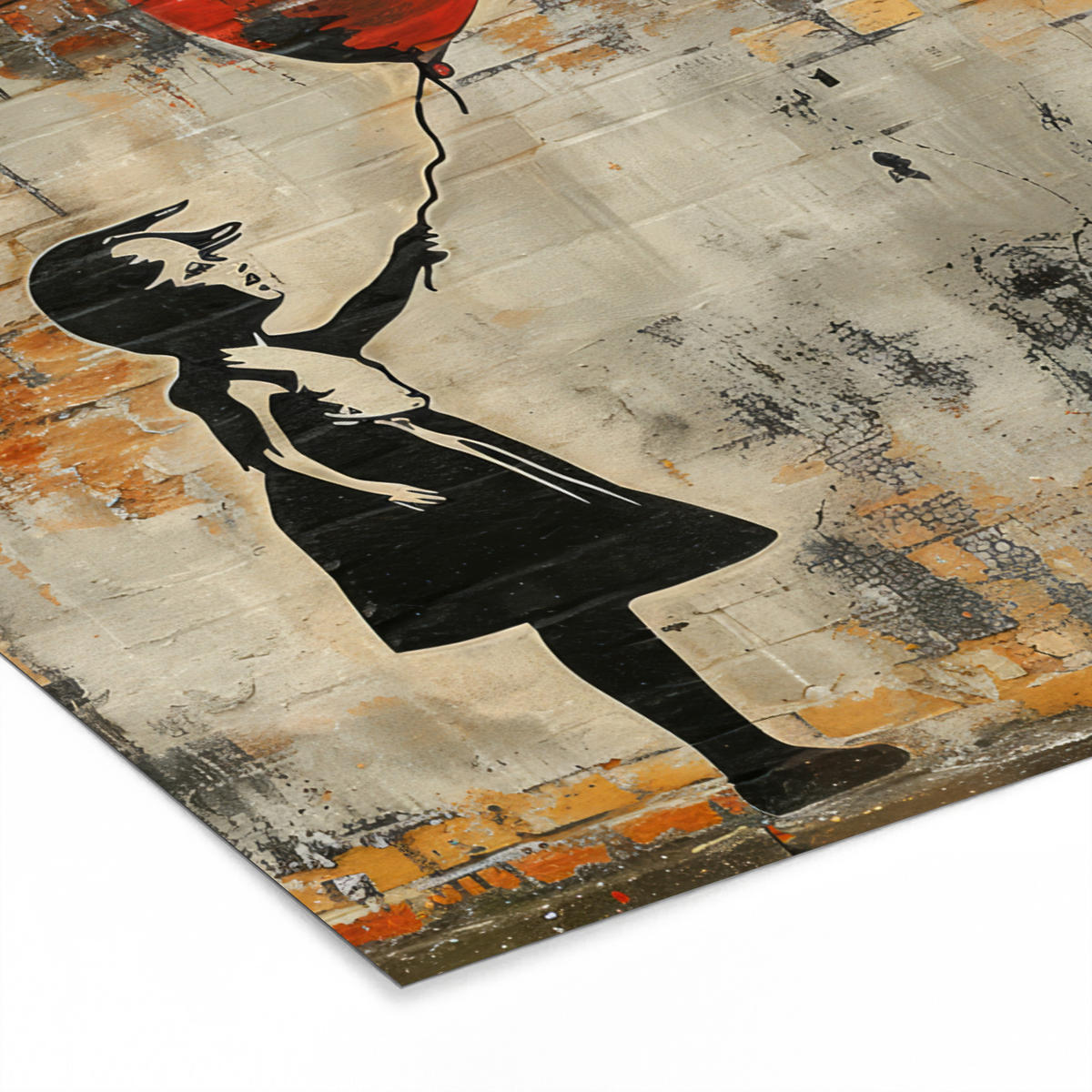 ZARÁMOVANÝ PLAGÁT Graffiti - Banksy - Dievča - Street art 80x60 cm - piesková, papier (80/60cm) - MuchoWow