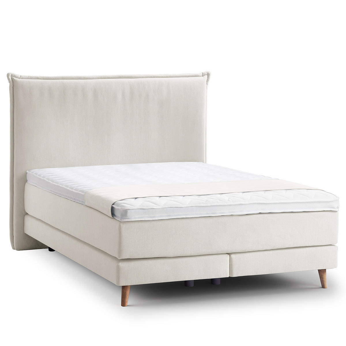 BOXSPRINGBETT - Klassisch - Platinfarben, Holz (140/200cm) - home24