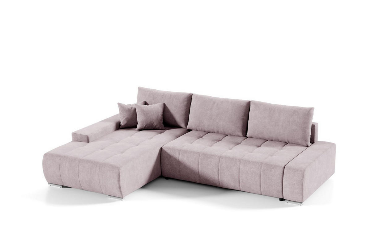 ECKSOFA Vogar In Aston - Rosa, Holzwerkstoff/Textil (265/185cm) - Fun Möbel