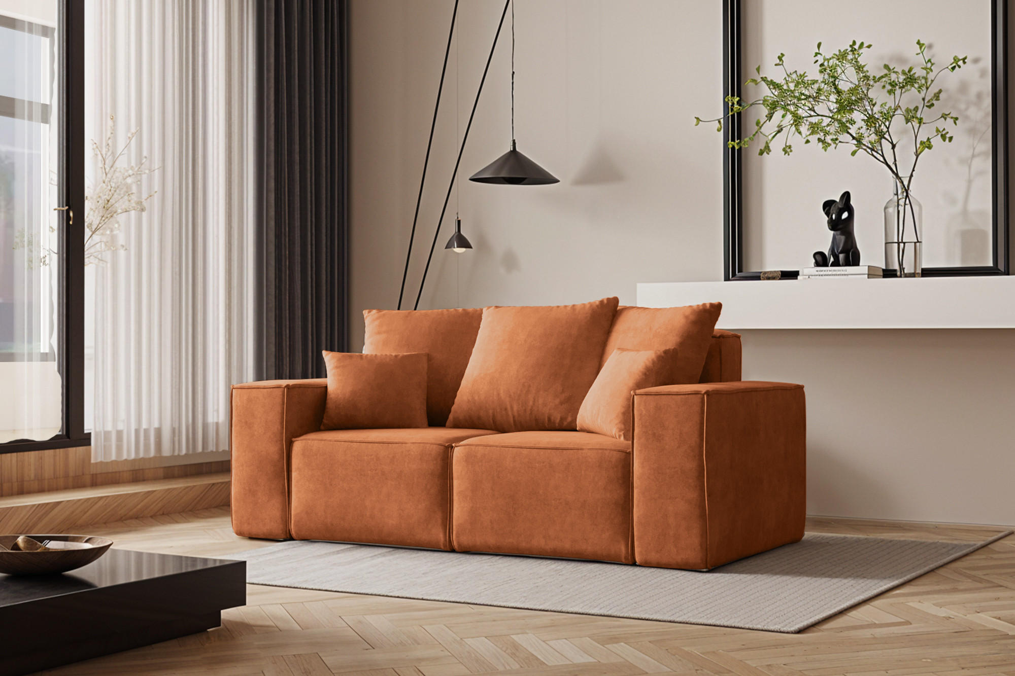 SOFA ELLA Modern Stoff Noel Orange - Terra cotta, Holz/Textil (182/78/90cm) - Kaiser Möbel