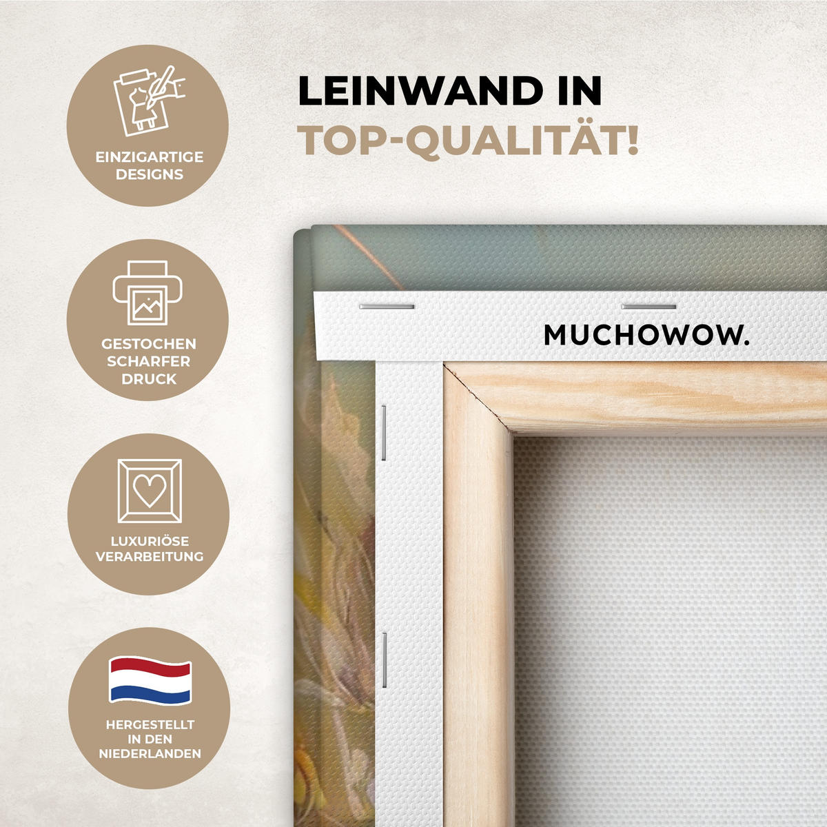 LEINWANDBILD Blumen - Kunst - Natur - Ölgemälde Deko Groß 90x90 cm - Multicolor, Textil (90/90cm) - MuchoWow